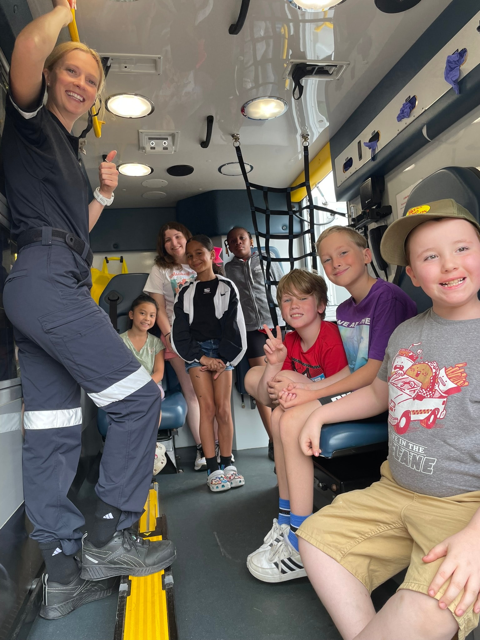 Paramedic demonstrating emergency medical response